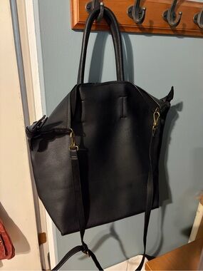Deux Lux Black Pebbled Tote with Removable Strap
